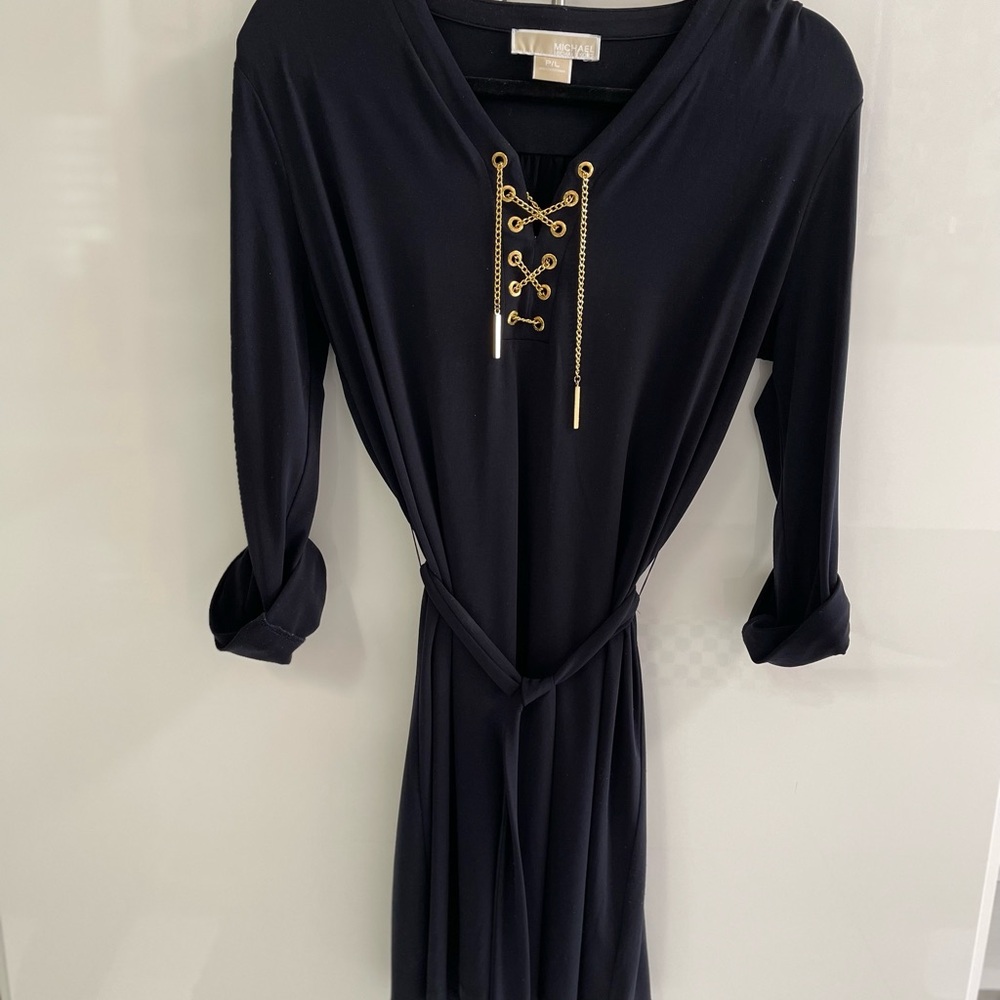 Michael Kors Navy Dress with Gold Accents/ Everyday Work Dress
